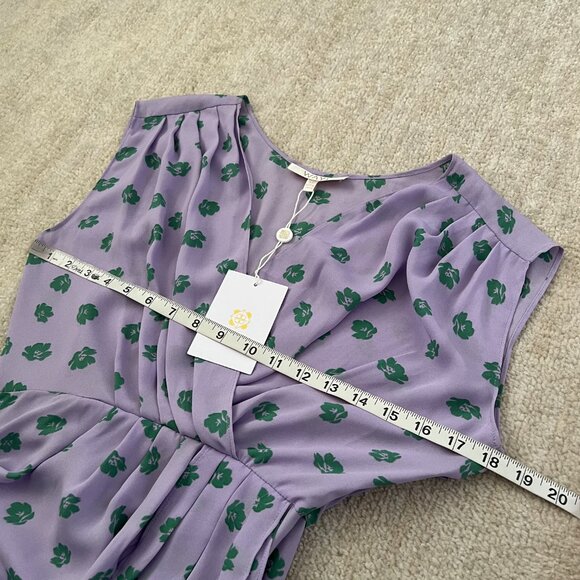 NWT Wayf Floral Faux Wrap Pleated Blouse Top XS - Picture 7 of 10